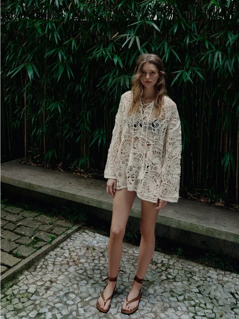ZARA OPEN-KNIT TASSEL DRESS